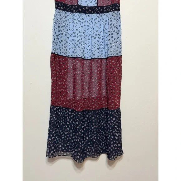 Ted Baker London Colorblock Floral Chiffon Midi Dress Women Sz 2 Old Money Chic - Picture 2 of 8